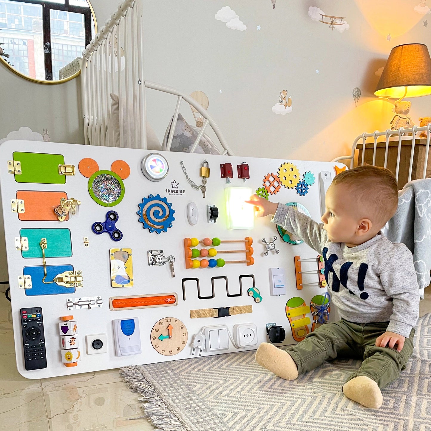 ✨LARGE Busy board for baby with Montessori Sensory activity parts 100*50 cm