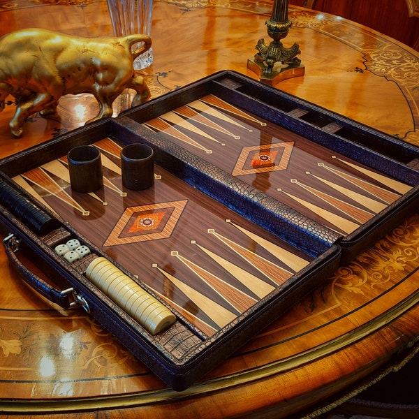✨Personalized Leather Backgammon Set, Handmade Backgammon Holiday Gift Husband, Best Gift Idea for Boyfriend