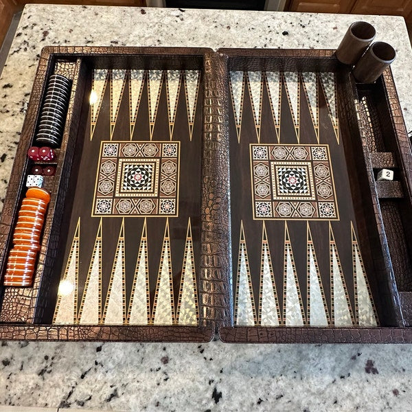 ✨Personalized Leather Backgammon Set, Handmade Backgammon Holiday Gift Husband, Best Gift Idea for Boyfriend