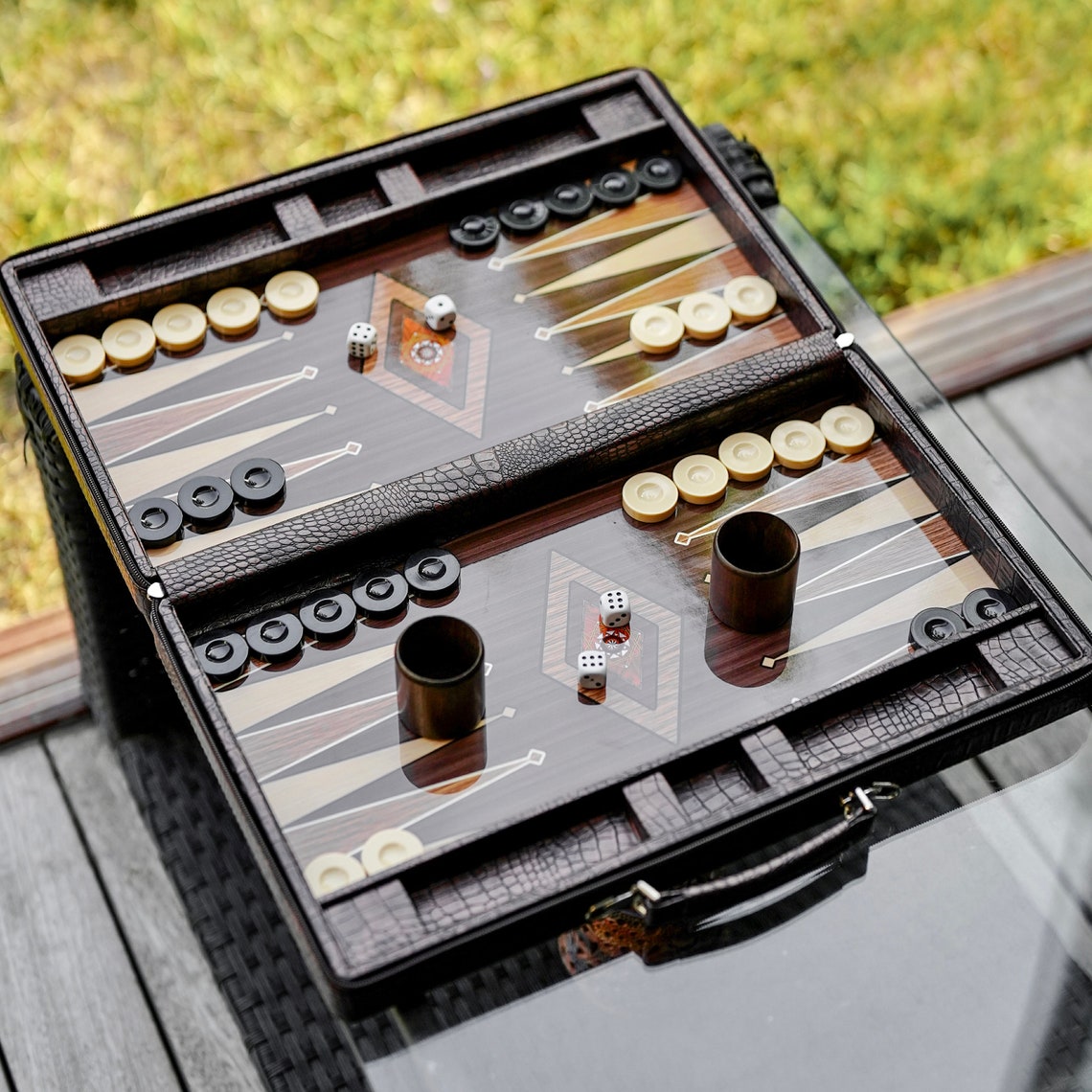 ✨Personalized Leather Backgammon Set, Handmade Backgammon Holiday Gift Husband, Best Gift Idea for Boyfriend