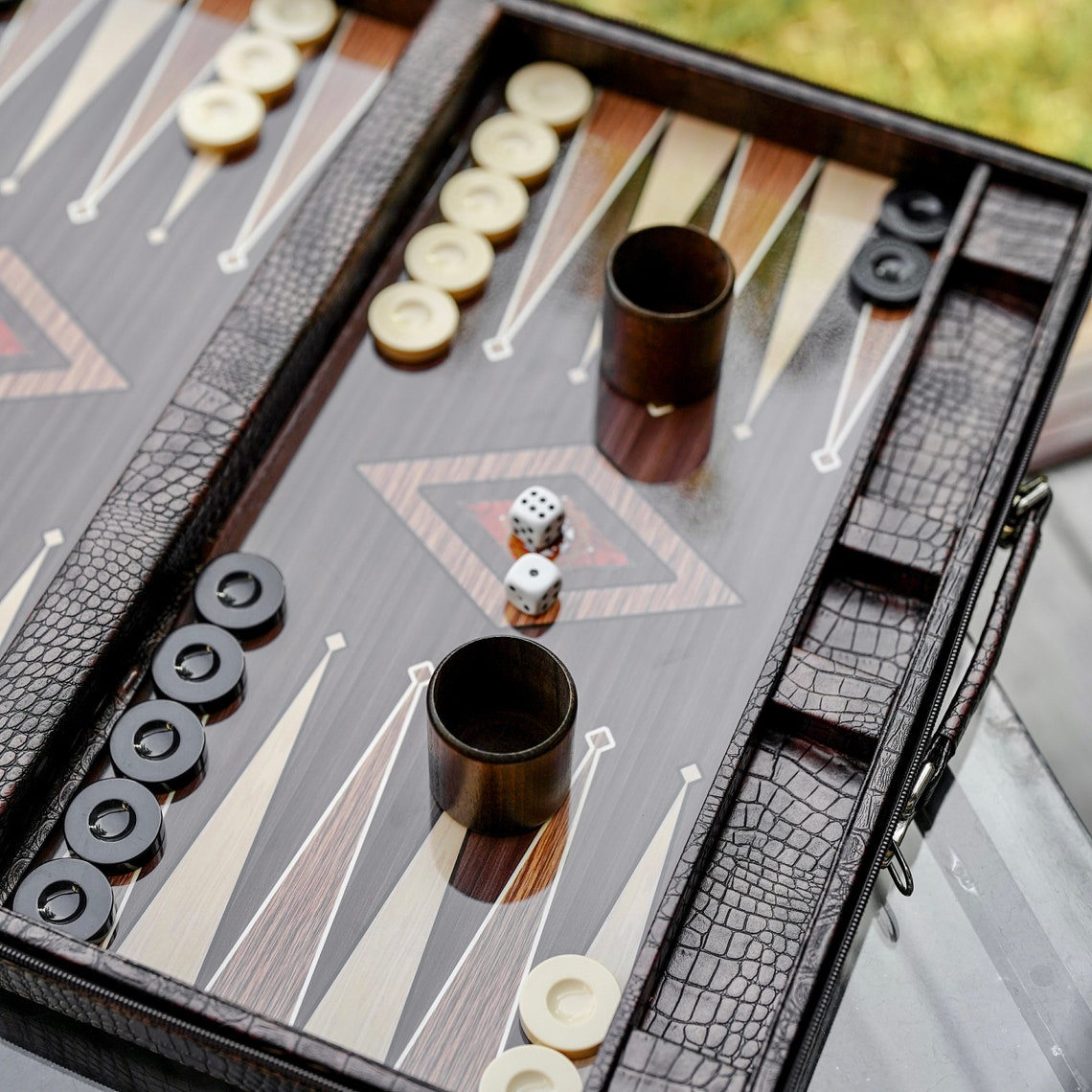✨Personalized Leather Backgammon Set, Handmade Backgammon Holiday Gift Husband, Best Gift Idea for Boyfriend
