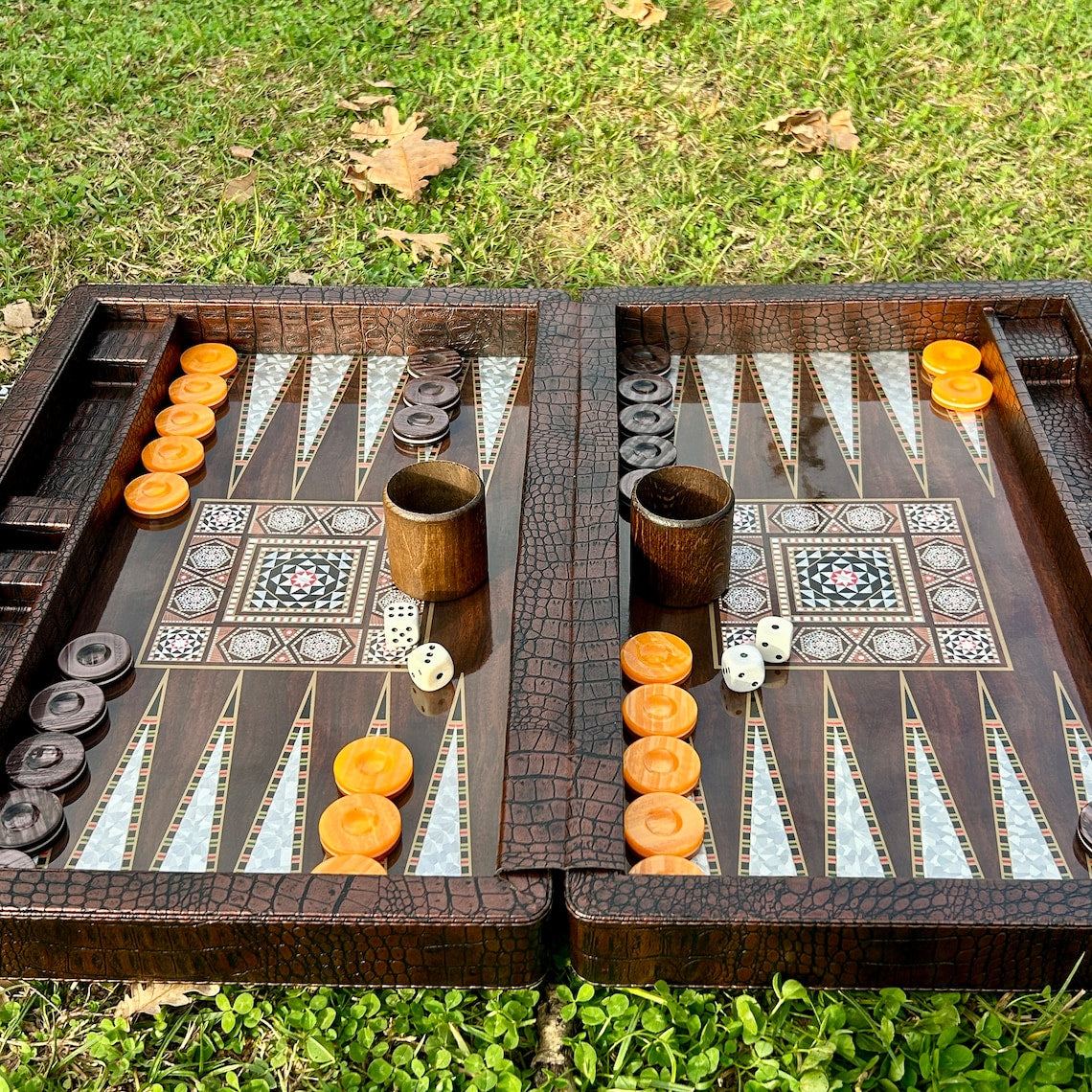 ✨Personalized Leather Backgammon Set, Handmade Backgammon Holiday Gift Husband, Best Gift Idea for Boyfriend