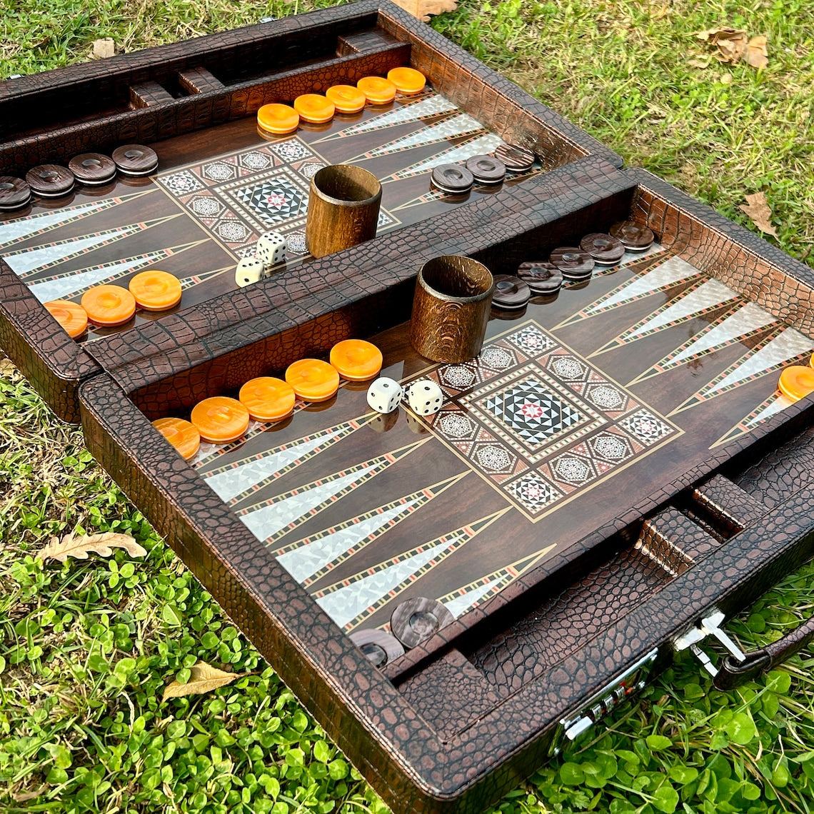 ✨Personalized Leather Backgammon Set, Handmade Backgammon Holiday Gift Husband, Best Gift Idea for Boyfriend