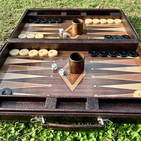 ✨Personalized Leather Backgammon Set, Handmade Backgammon Holiday Gift Husband, Best Gift Idea for Boyfriend