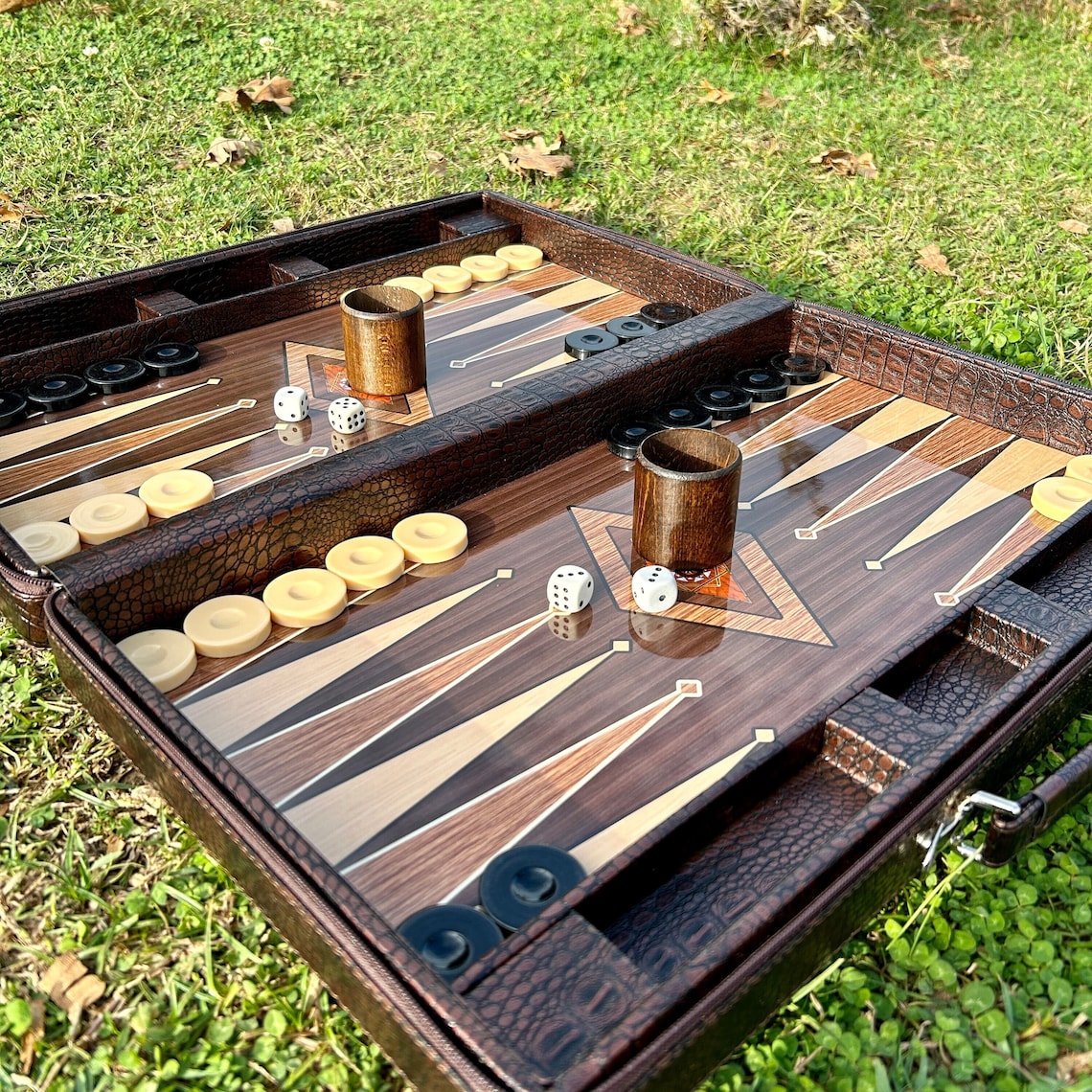 ✨Personalized Leather Backgammon Set, Handmade Backgammon Holiday Gift Husband, Best Gift Idea for Boyfriend