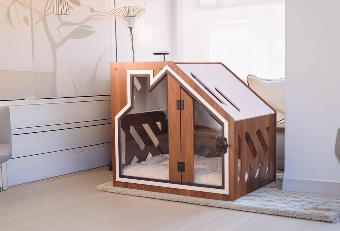 🐾🐶Modern Pet Dog Cage Cat Cage, Indoor Kennel, Wooden Dog House