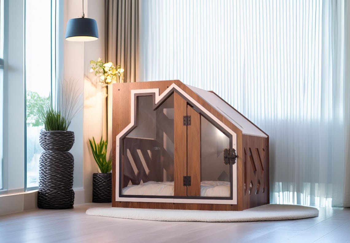 🐾🐶Modern Pet Dog Cage Cat Cage, Indoor Kennel, Wooden Dog House