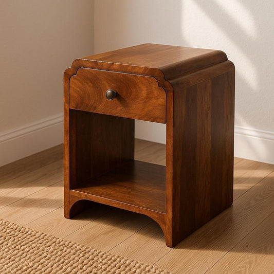 Handcrafted Mango Wood Mini Nightstand: Chestnut Bedside Table
